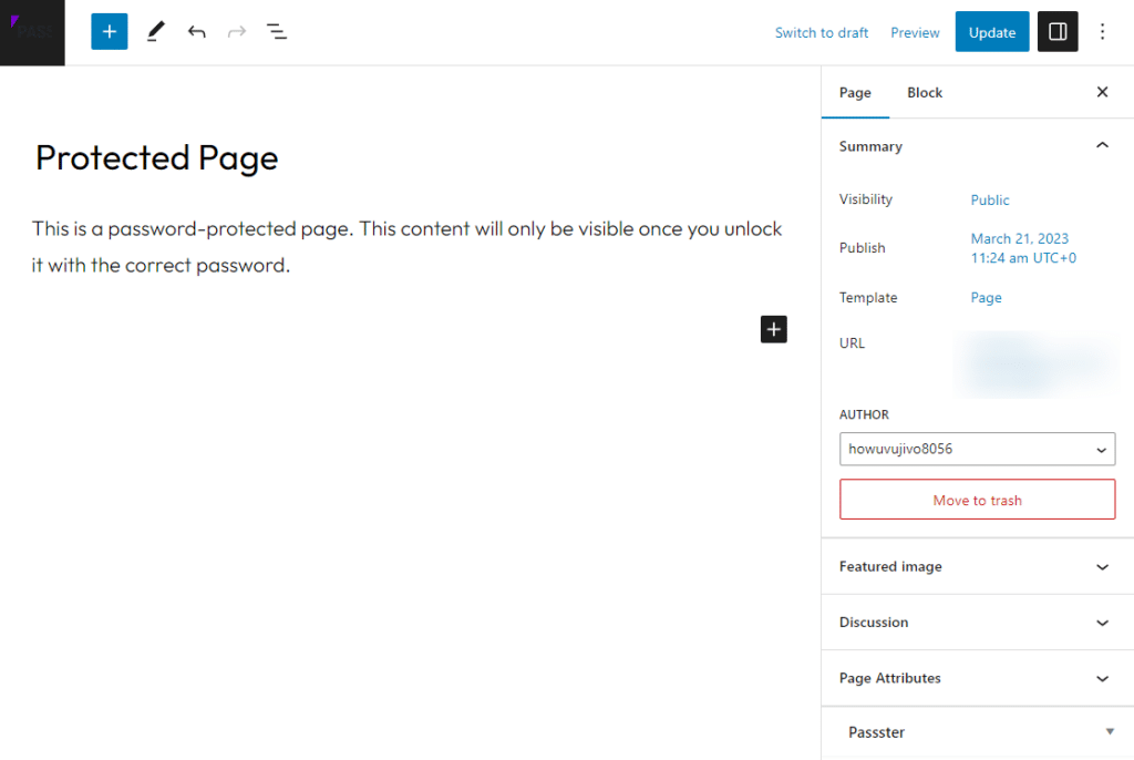create protected page